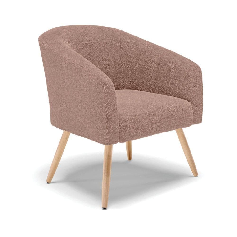 Cadeira Sala De Jantar Pé Palito Natural Stella Bouclê D03 - D`rossi Cor Rose