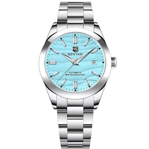 Relógio Automático Masculino Desert Dial Design Em Aço Inoxidável Impermeavel Azul
