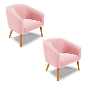 Cadeira Sala De Jantar Pé Palito Castanho Kit 2 Stella Suede D03 - D`rossi Cor Rosa Bebê