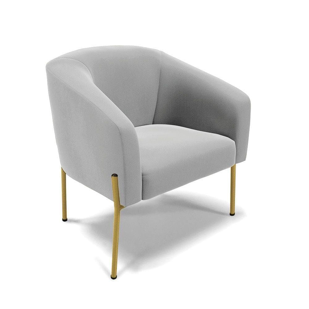 Cadeira Sala De Jantar Pé De Ferro Dourado Stella Suede D03 - D`rossi Cor Cinza