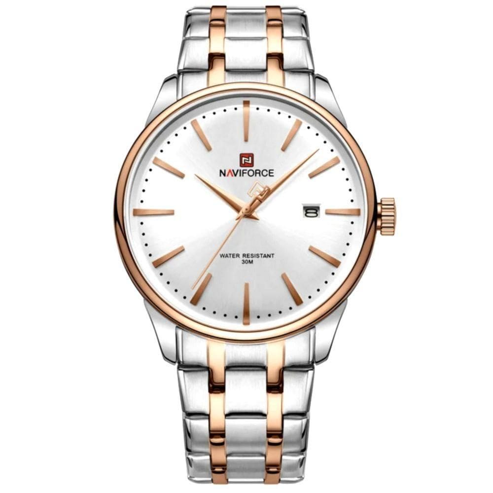 Relógio De Quartzo Masculino Pulseira De Aço Inoxidável Resistente à água Rose