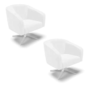 Cadeira Sala De Jantar Giratória Cromada Kit 2 Stella Sintético Pu D03 - D`rossi Cor Branco