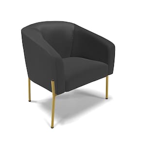 Cadeira Sala De Jantar Pé De Ferro Dourado Stella Sintético D03 - D`rossi Cor Preto