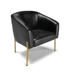 Cadeira Sala De Jantar Pé De Ferro Dourado Stella Sintético Pu D03 - D`rossi Cor Preto