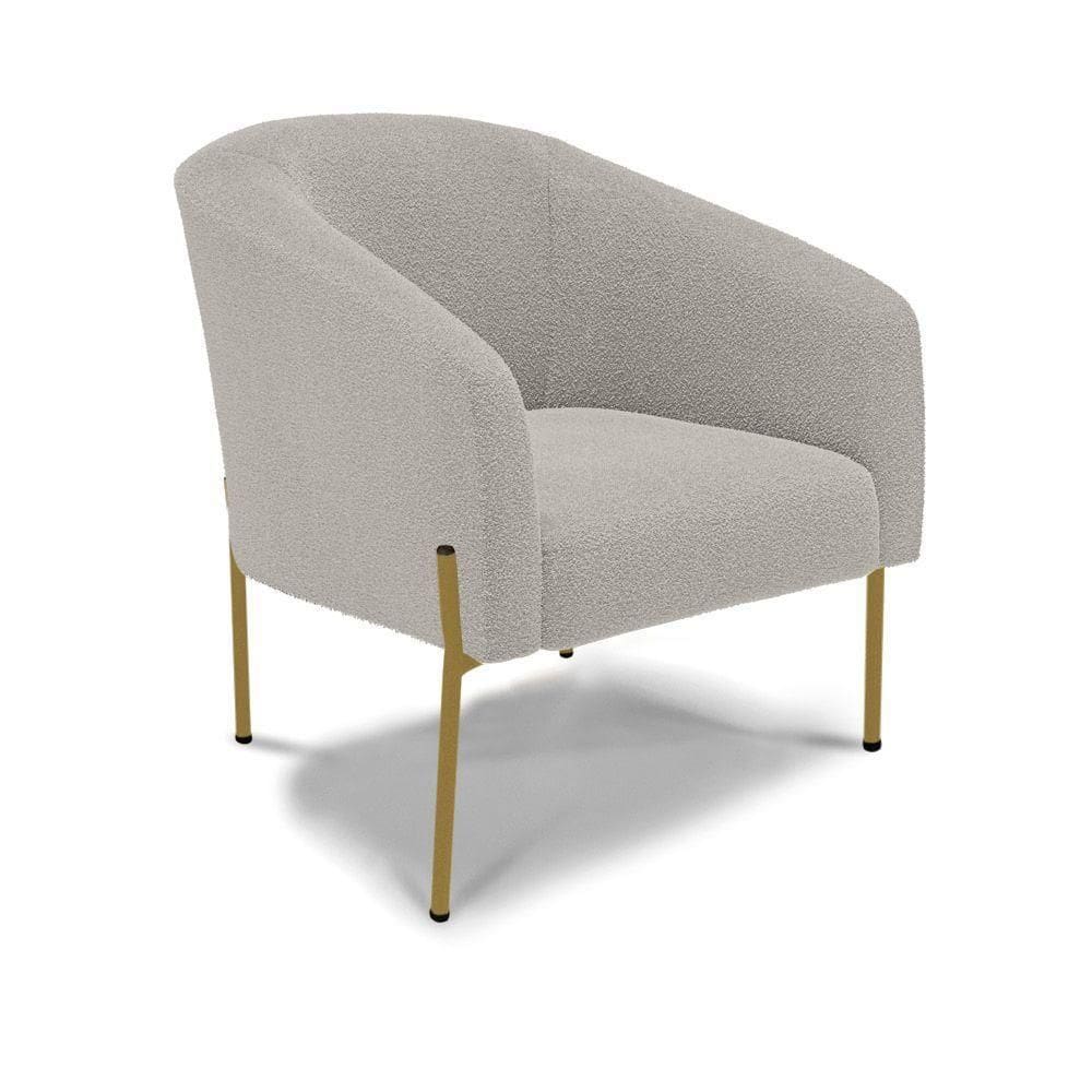Cadeira Sala De Jantar Pé De Ferro Dourado Stella Bouclê D03 - D`rossi Cor Cinza