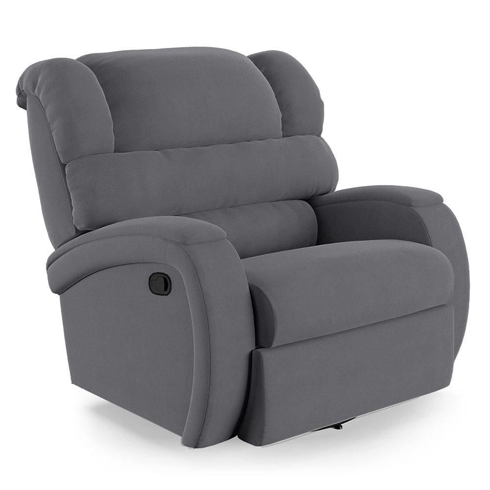 Poltrona Do Papai Reclinável Napoli Glider Giratória Veludo Cinza Fh1