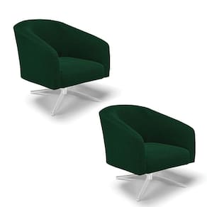 Cadeira Sala De Jantar Giratória Cromada Kit 2 Stella Bouclê D03 - D`rossi Cor Verde