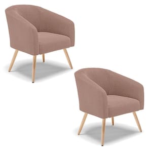 Cadeira Sala De Jantar Pé Palito Natural Kit 2 Stella Bouclê D03 - D`rossi Cor Rose