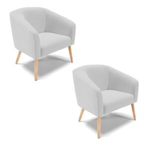 Cadeira Sala De Jantar Pé Palito Natural Kit 2 Stella Linho D03 - D`rossi Cor Cinza