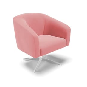 Cadeira Sala De Jantar Giratória Base Cromada Stella Suede D03 - D`rossi Cor Rose