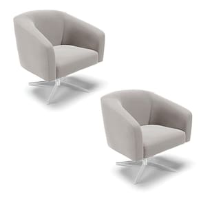 Cadeira Sala De Jantar Giratória Base Cromada Kit 2 Stella Veludo D03 - D`rossi Cor Cinza