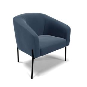 Cadeira Sala De Jantar Pé De Ferro Preto Stella Suede D03 - D`rossi Cor Azul Marinho