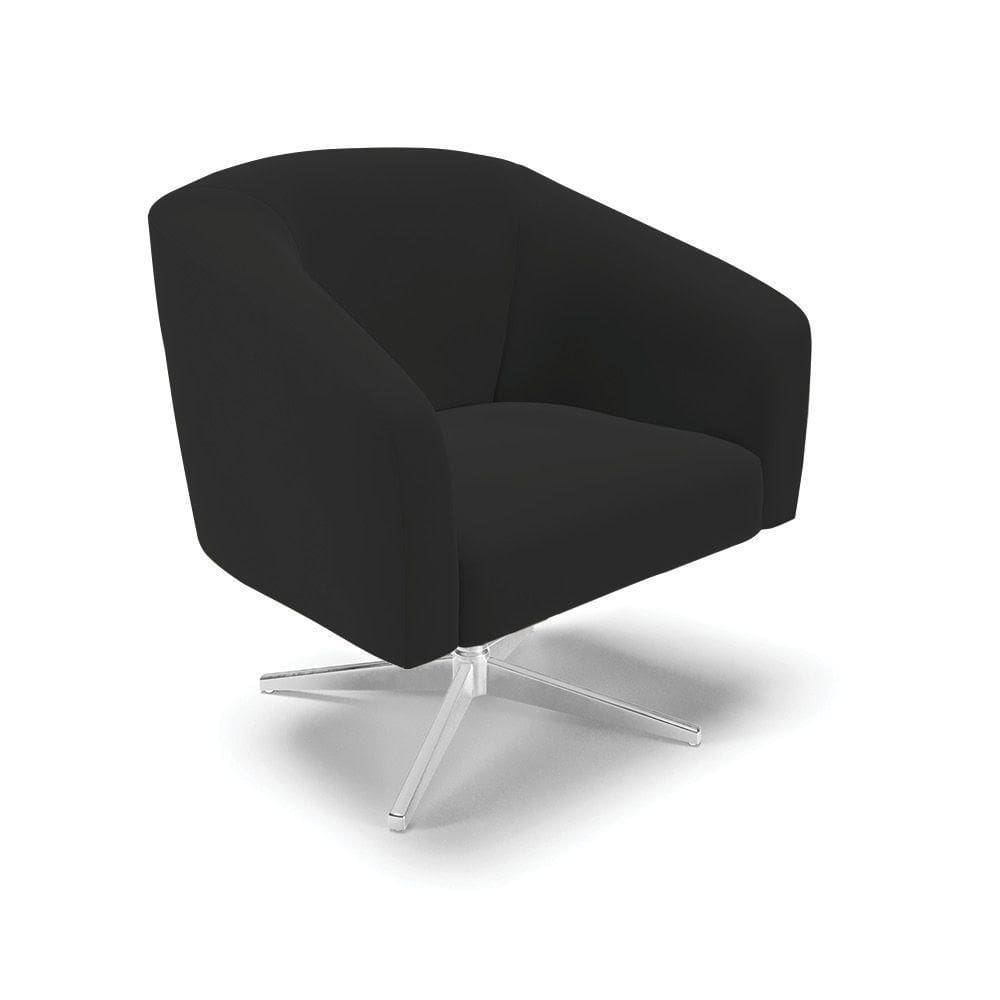 Cadeira Sala De Jantar Giratória Base Cromada Stella Veludo D03 - D`rossi Cor Preto