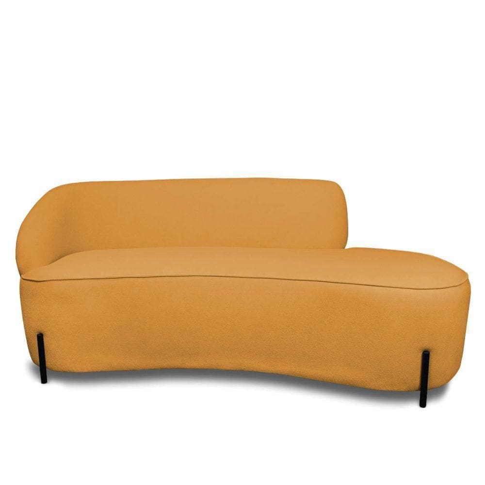 Sofá 4 Lugares Orgânico 220cm Pé Ferro Pto Morgan Bouclê L01 - D`rossi Cor Mostarda