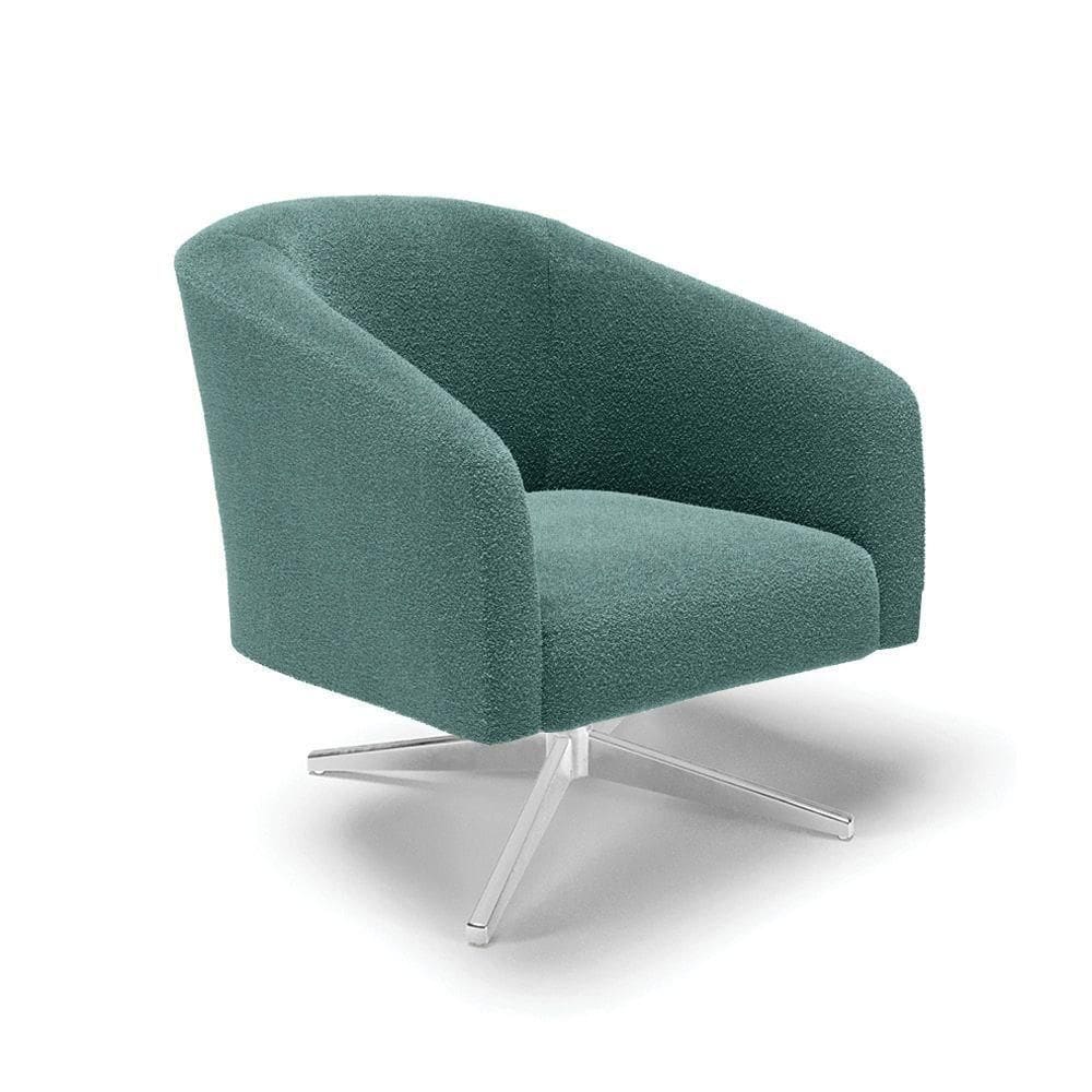 Cadeira Sala De Jantar Giratória Base Cromada Stella Bouclê D03 - D`rossi Cor Menta