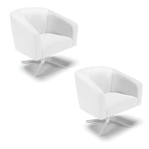 Cadeira Sala De Jantar Giratória Cromada Kit 2 Stella Sintético D03 - D`rossi Cor Branco