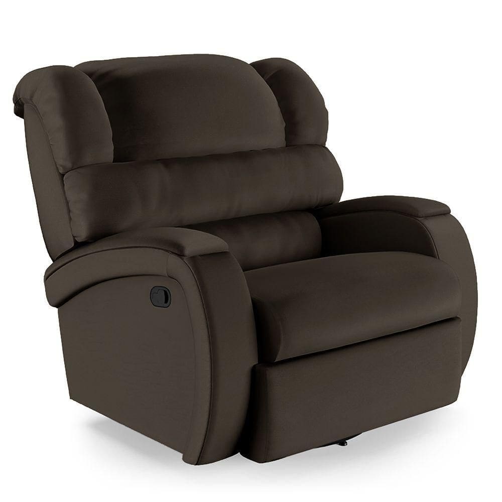Poltrona Do Papai Reclinável Napoli Glider Giratória Massagem Pu Marrom Fh1