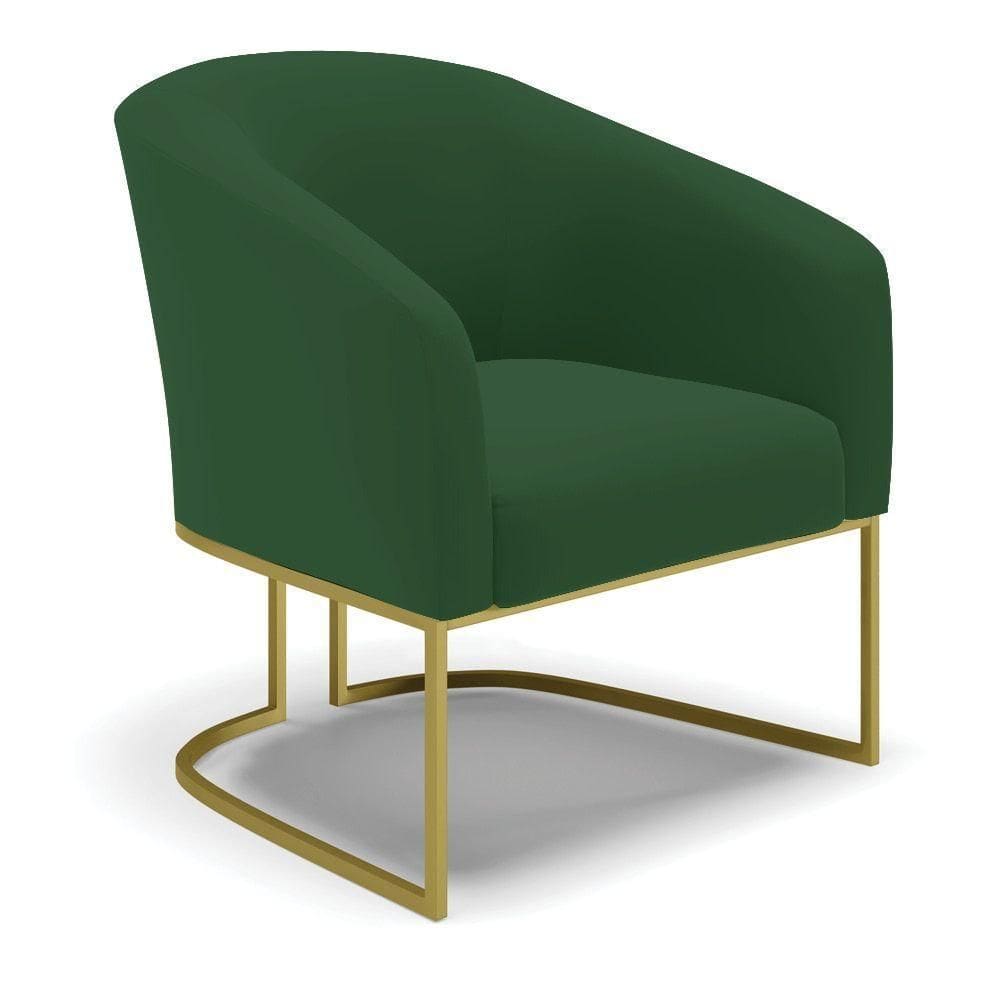 Cadeira Sala De Jantar Base Industrial Dourado Stella Veludo D03 - D`rossi Cor Verde