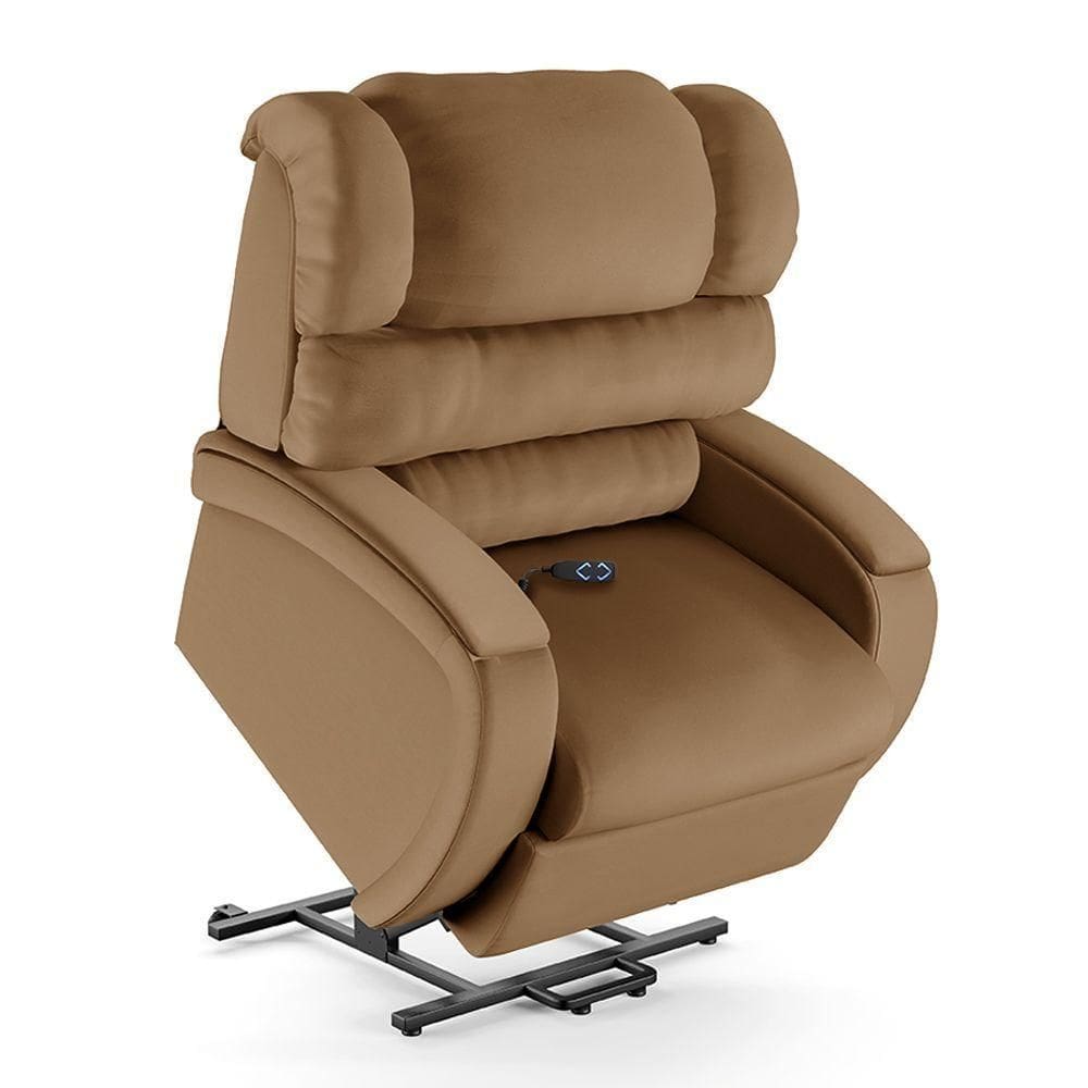 Poltrona Do Papai Reclinável Napoli Elevação Lift Elétrico Pu Caramelo Fh1