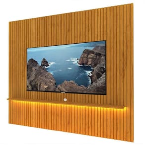 Painel Ripado Para Tv Até 90 Polegadas Com Prateleira E Led Nobre Naturale Gelius Naturale