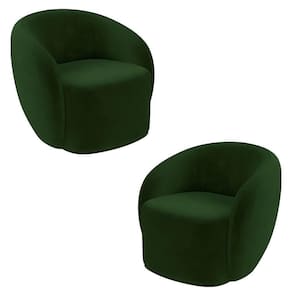 Kit 2 Poltronas Decorativas Sala De Estar íbis Encosto Fixo Veludo Verde G33 - Gran Belo
