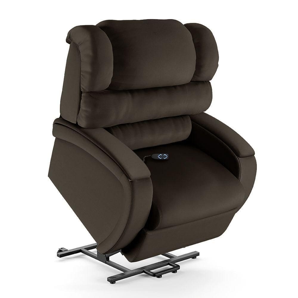 Poltrona Do Papai Reclinável Napoli Elevação Lift Elétrico Pu Marrom Fh1