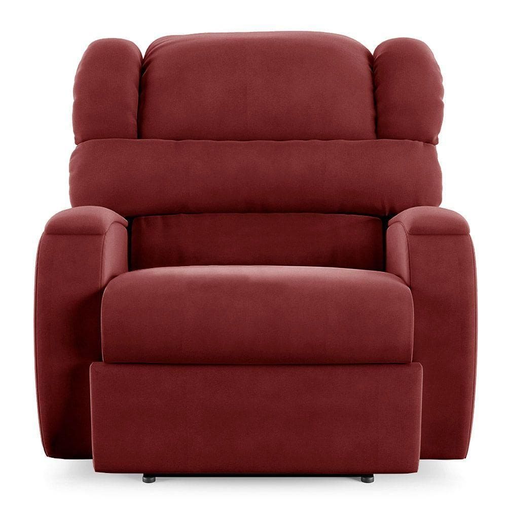 Poltrona Do Papai Reclinável Napoli Power Elétrica Veludo Vermelho Fh1