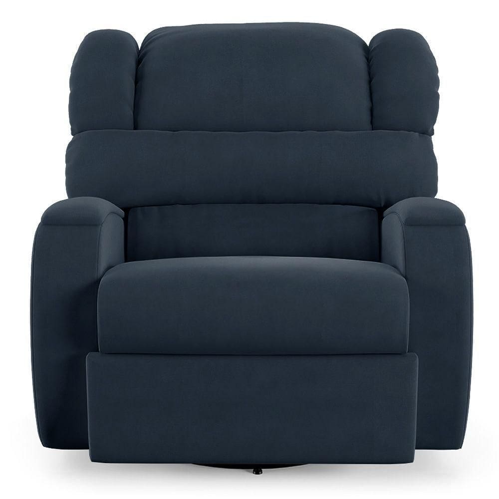 Poltrona Do Papai Reclinável Napoli Glider Giratória Massagem Veludo Azul Fh1