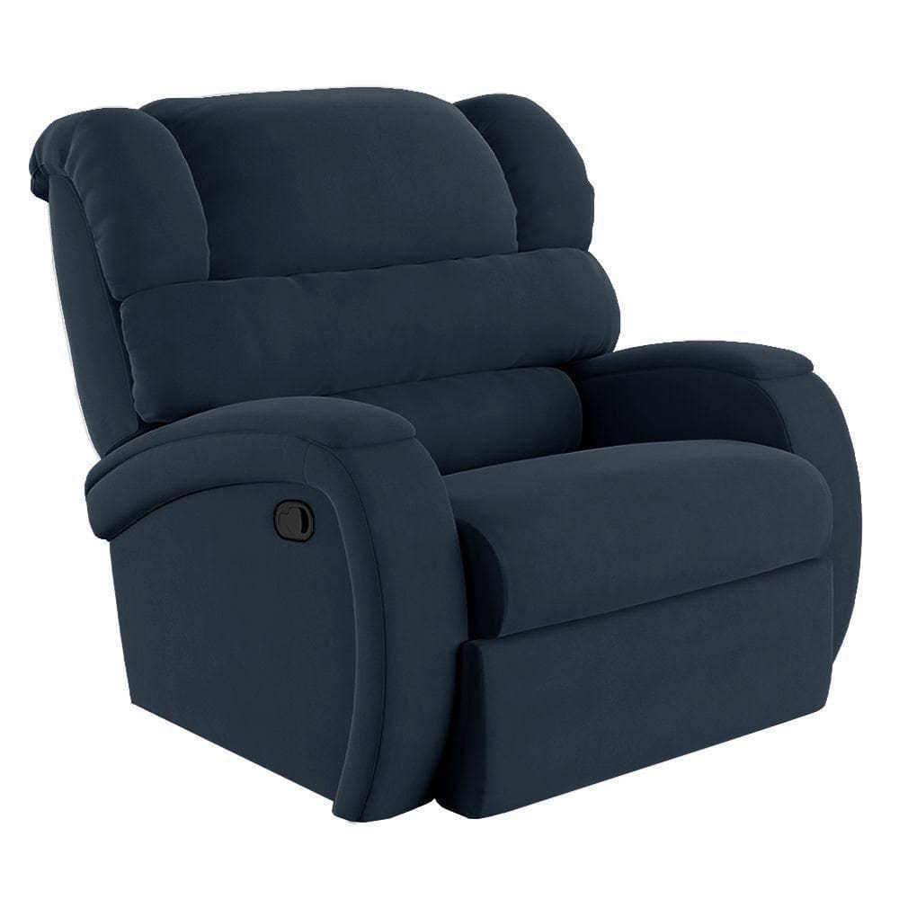 Poltrona Do Papai Reclinável Napoli Manual Gatilho Veludo Fh1 Azul