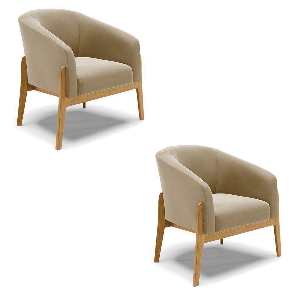 Cadeira Sala De Jantar Base De Madeira Kit 2 Stella Suede D03 - D`rossi Cor Marrom Rato