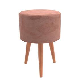 Puff Decorativo Redondo Pés Palito Veludo Rose