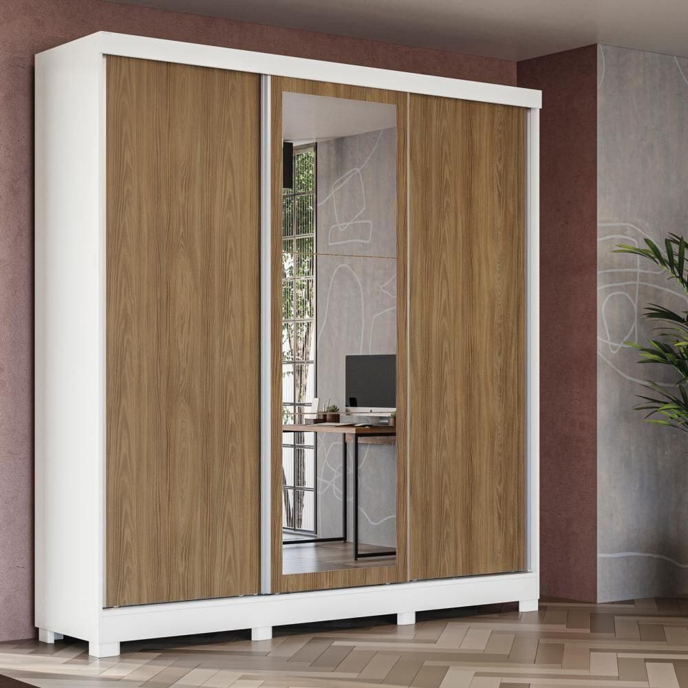 Guarda-roupa Casal 3 Por Rev De Correr 3 Espelhos 4 Gav