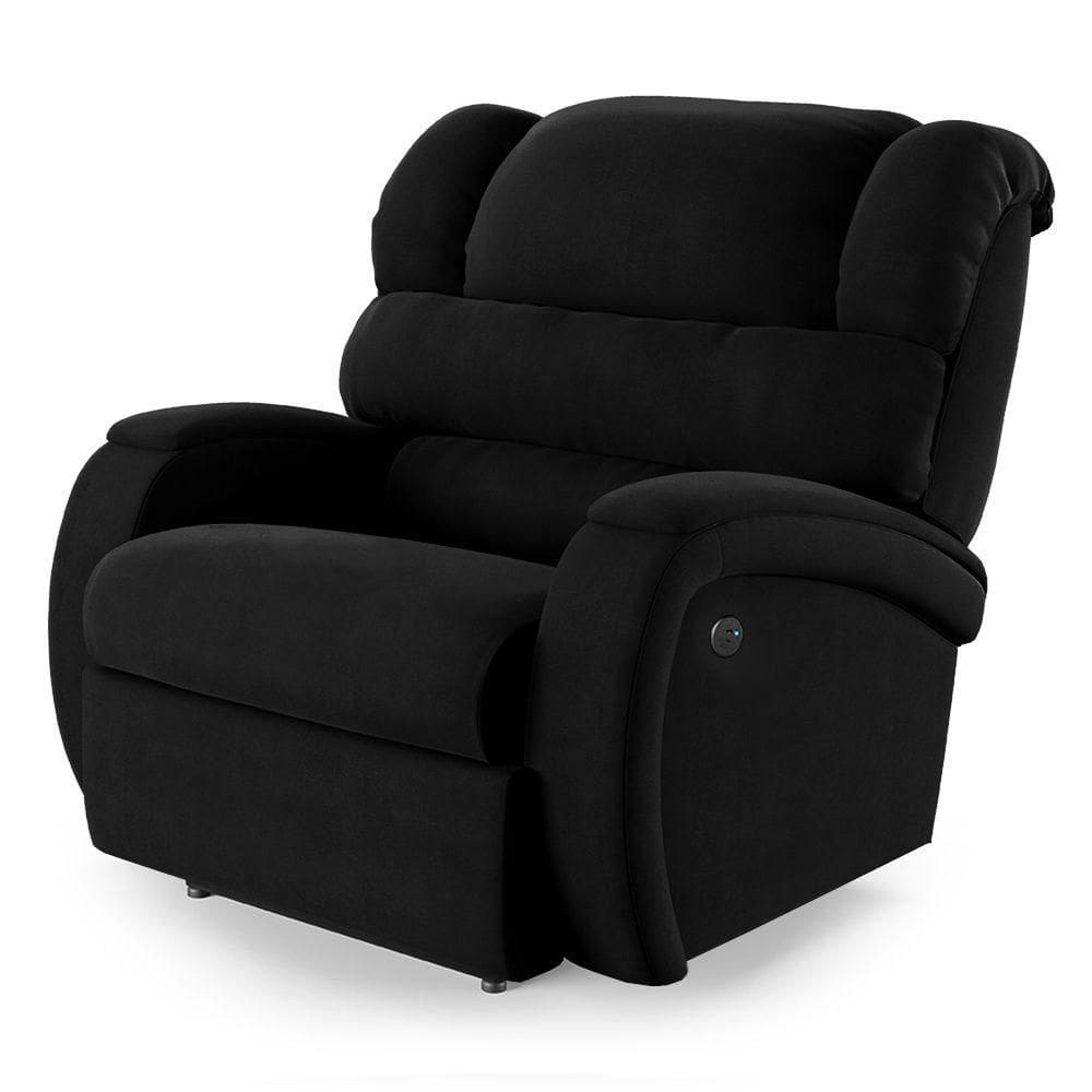 Poltrona Do Papai Reclinável Napoli Controle Power Elétrico Usb Veludo Preto Fh1