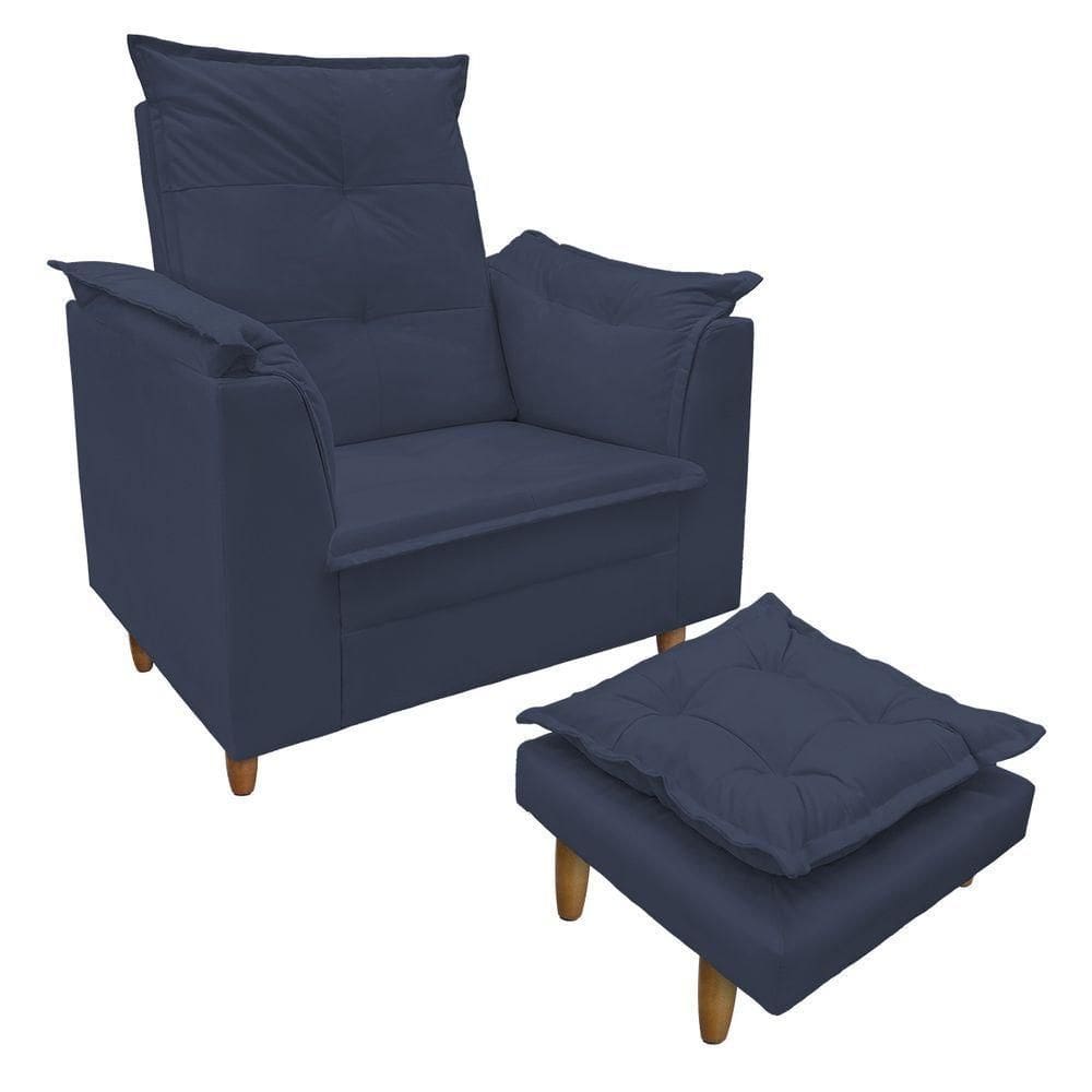 Poltrona De Amamentação Com Puff Isabella LuxoBellamado Azul Marinho