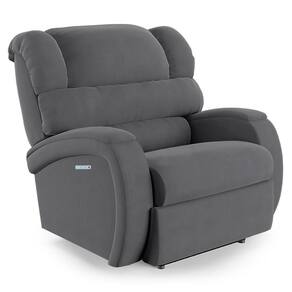 Poltrona Do Papai Reclinável Napoli Elétrica Botão Led Massagem Veludo Fh1 Cinza