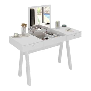 Penteadeira 131,5cm Com 2 Gavetas 1 Porta Basculante E Espelho Multimóveis CR35250 Branco