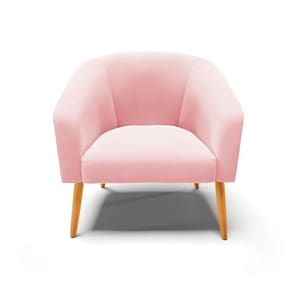 Cadeira Sala De Jantar Pé Palito Castanho Stella Suede Cor Rosa Bebê