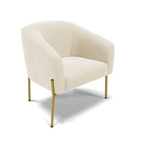 Cadeira Sala De Jantar Pé De Ferro Dourado Stella Veludo D03 - D`rossi Cor Bege