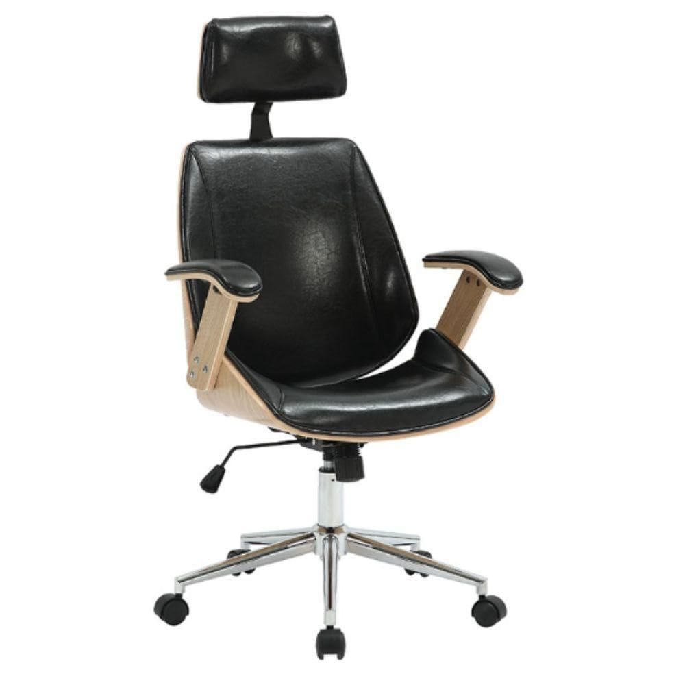 Cadeira De Escritório Lisboa - Natural E Pu Preto