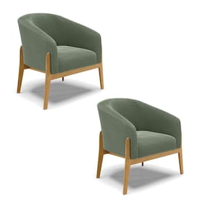 Cadeira Sala De Jantar Base De Madeira Kit 2 Stella Bouclê D03 - D\`rossi Cor Verde Pistache