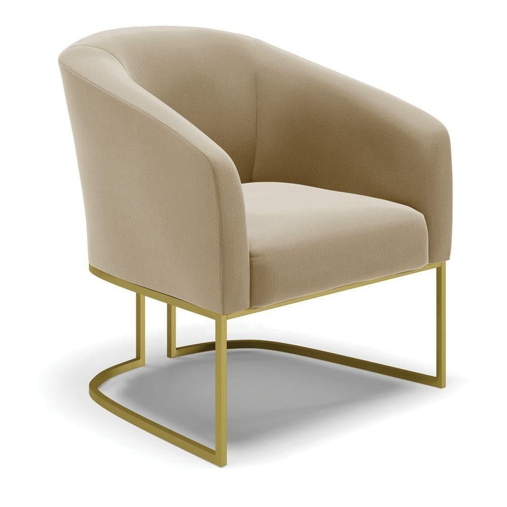 Cadeira Sala De Jantar Base Industrial Dourado Stella Suede D03 - D`rossi Cor Marrom Rato