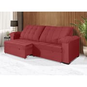 Sofá Retrátil e Reclinável 2,90m Canadá ESTILO ESTOFADOS - Sude Veludo cor "Vermelho"