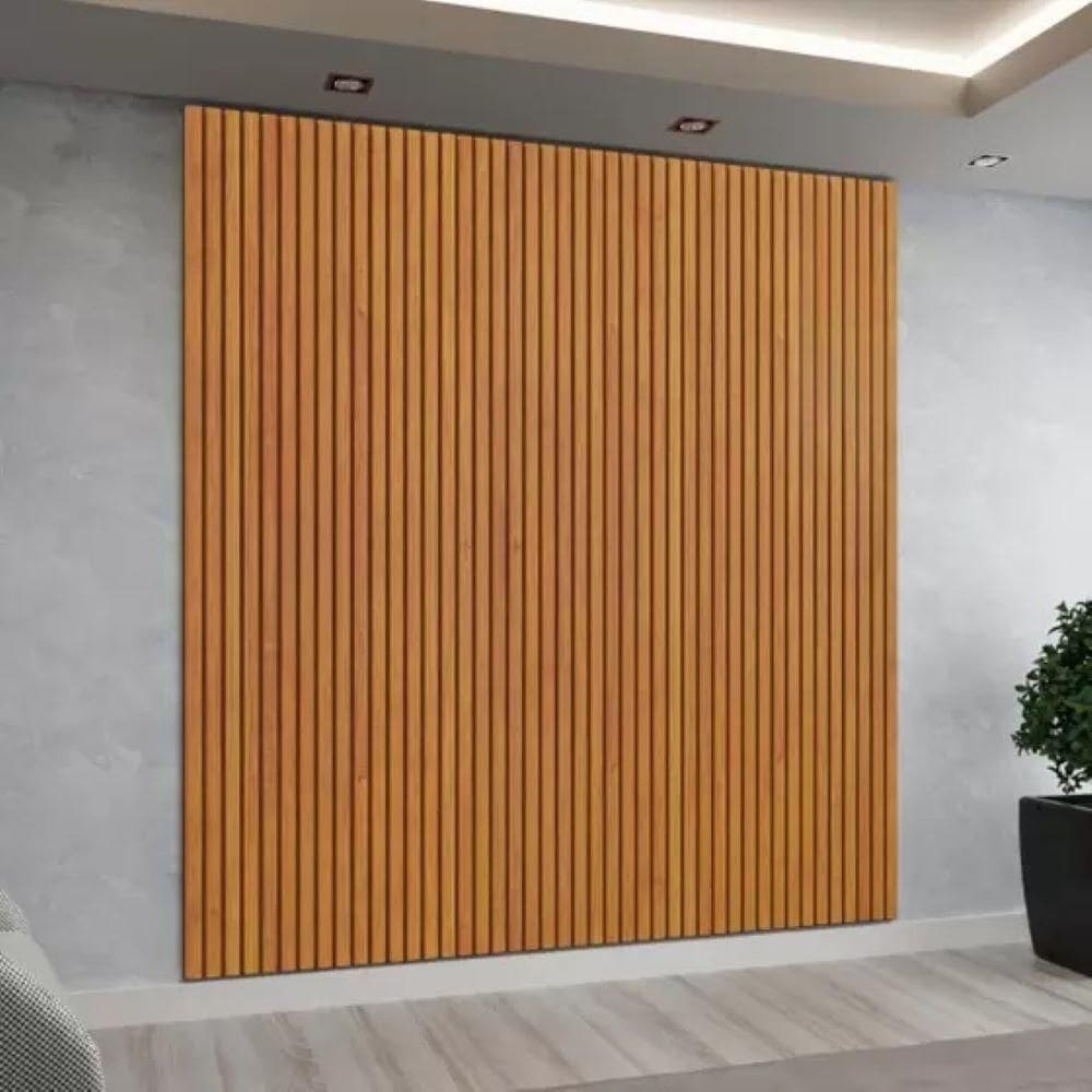 Painel Ripado Paris Mavaular 2,32m X 2,50m Para Tv Até 75" Cor:naturalle