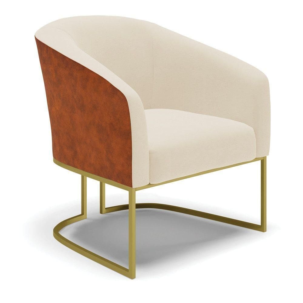 Cadeira Sala De Jantar Base Industrial Dourada Stella Noz/linho D03 - D`rossi Cor Bege