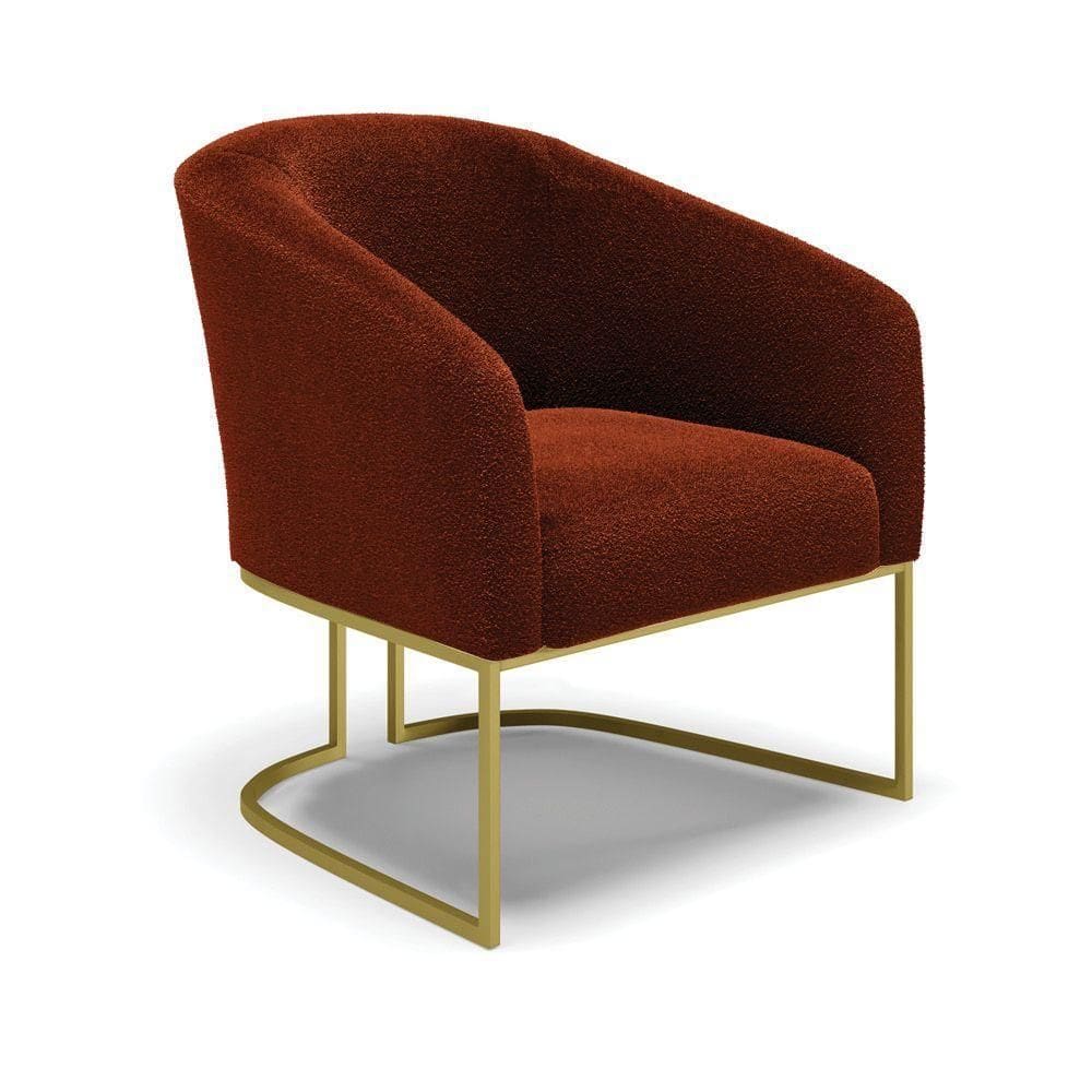 Cadeira Sala De Jantar Base Industrial Dourada Stella Bouclê D03 - D`rossi Cor Terra