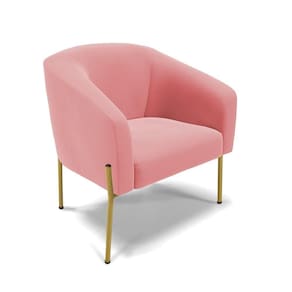 Cadeira Sala De Jantar Pé De Ferro Dourado Stella Suede D03 - D`rossi Cor Rose