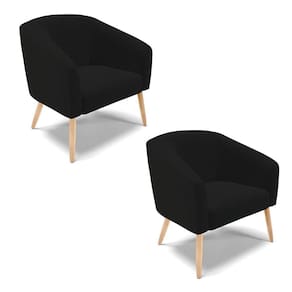 Cadeira Sala De Jantar Pé Palito Natural Kit 2 Stella Linho D03 - D`rossi Cor Preto