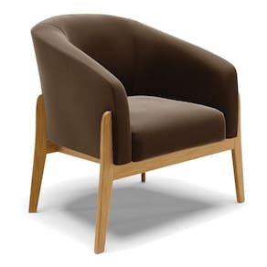 Cadeira Sala De Jantar Base De Madeira Stella Suede D03 - D`rossi Cor Marrom