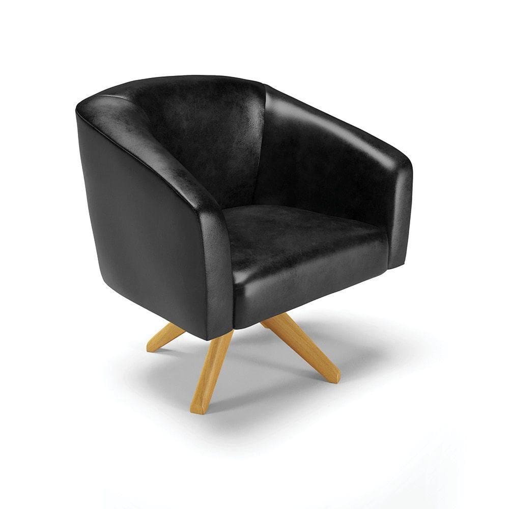 Cadeira Sala De Jantar Giratória Ma30 Stella Sintético Pu D03 - D`rossi Cor Preto
