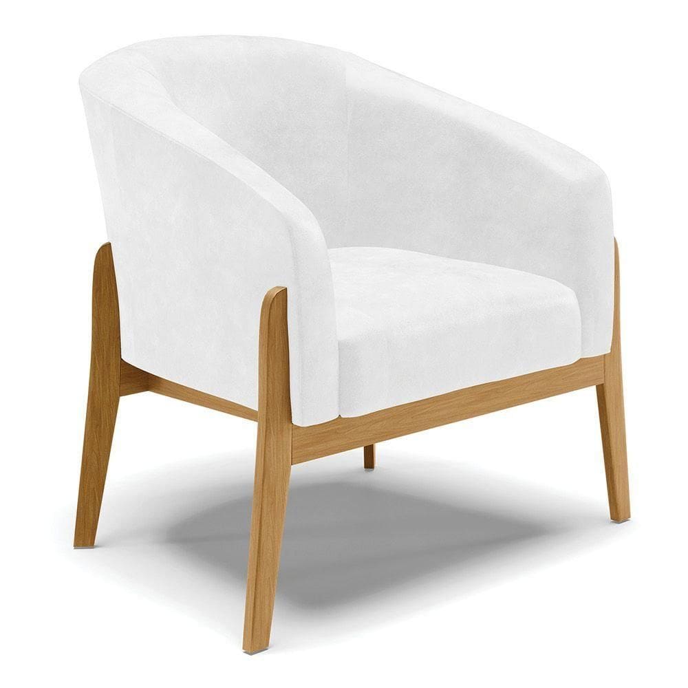 Cadeira Sala De Jantar Base De Madeira Stella Sintético Pu D03 - D`rossi Cor Branco
